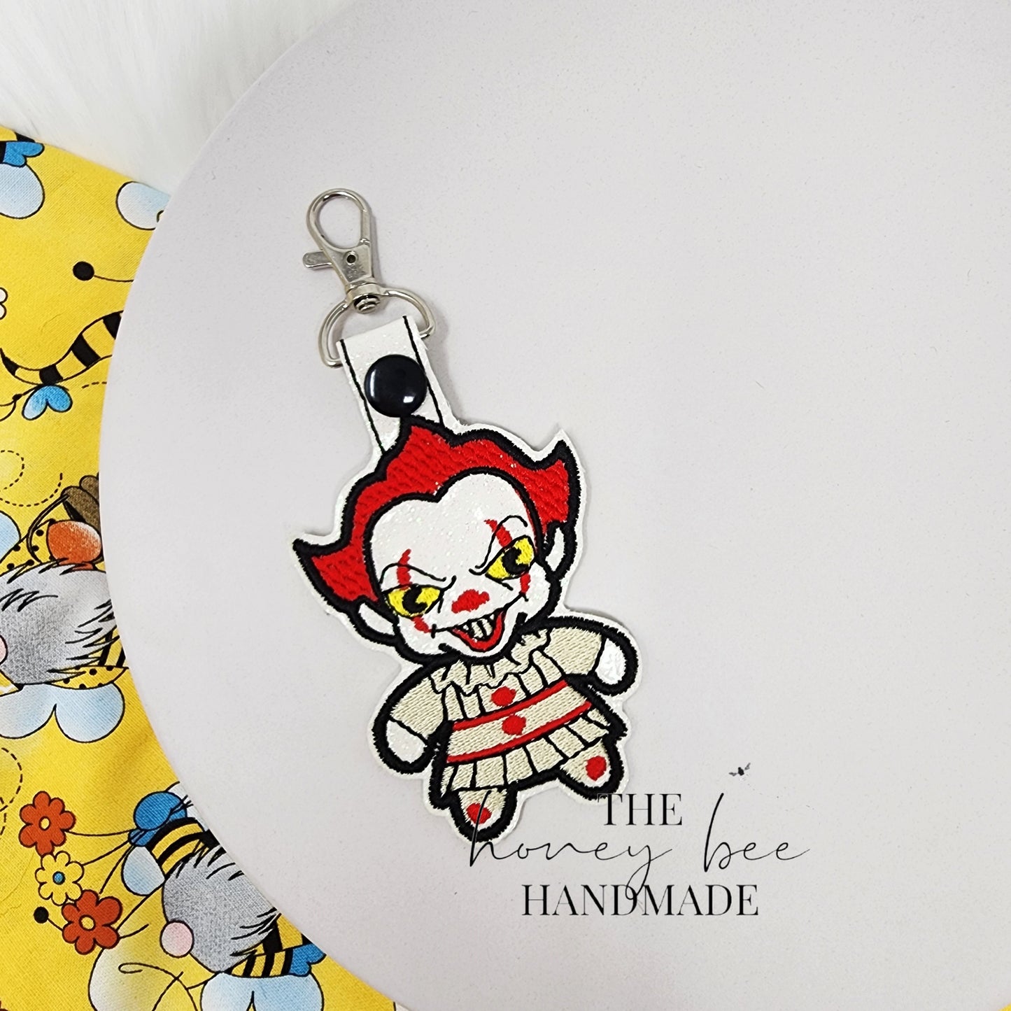 Glitter Penny Clown Key Fob