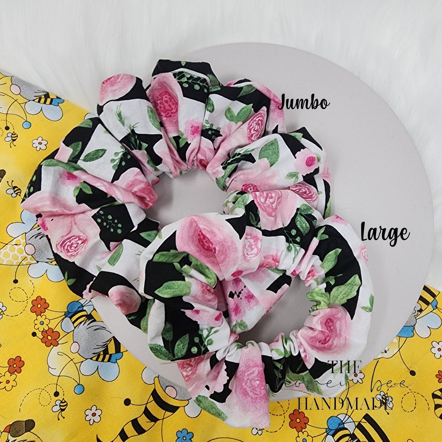 Pink Floral Scrunchie