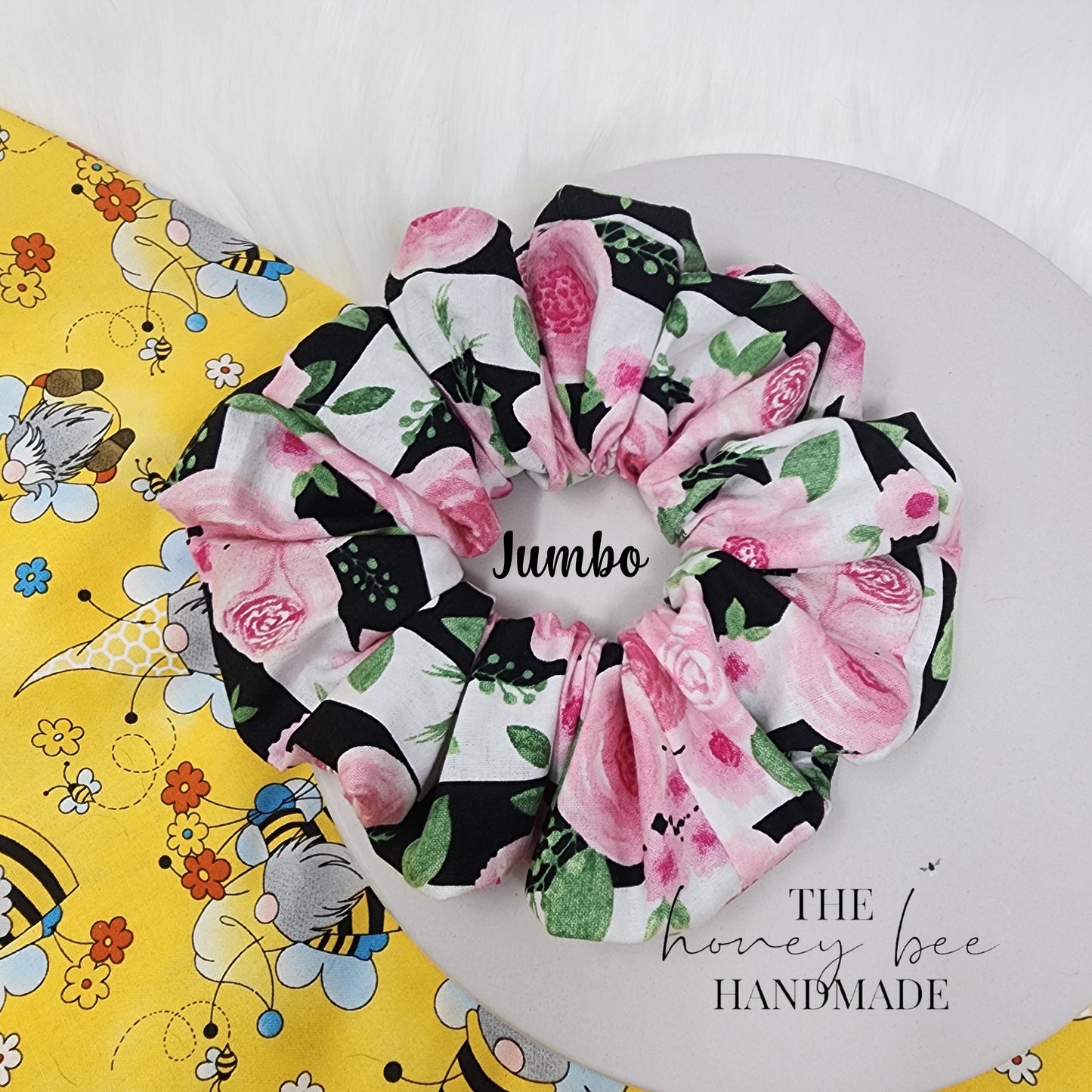 Pink Floral Scrunchie
