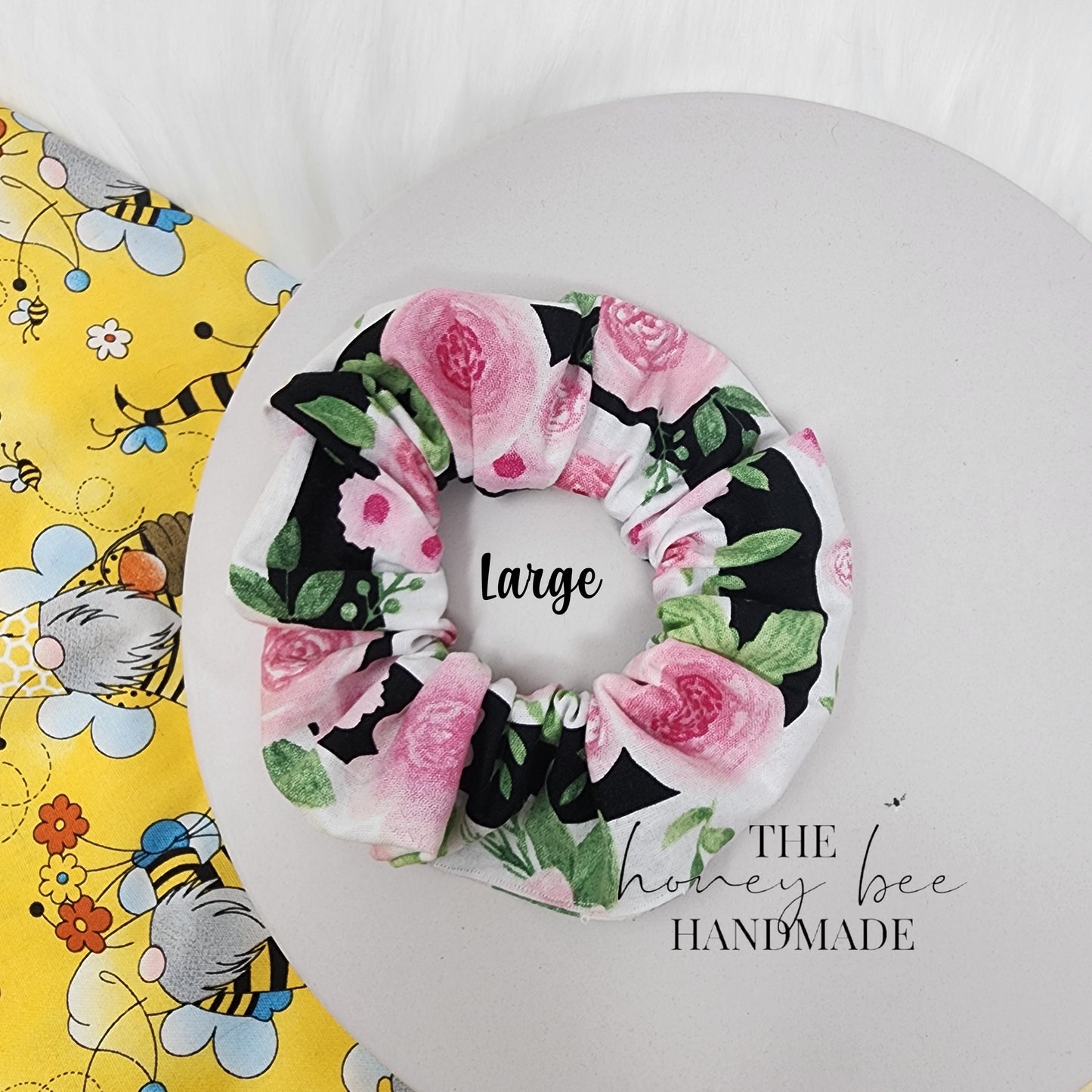 Pink Floral Scrunchie