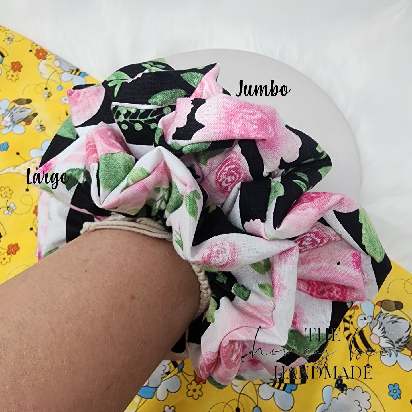 Pink Floral Scrunchie