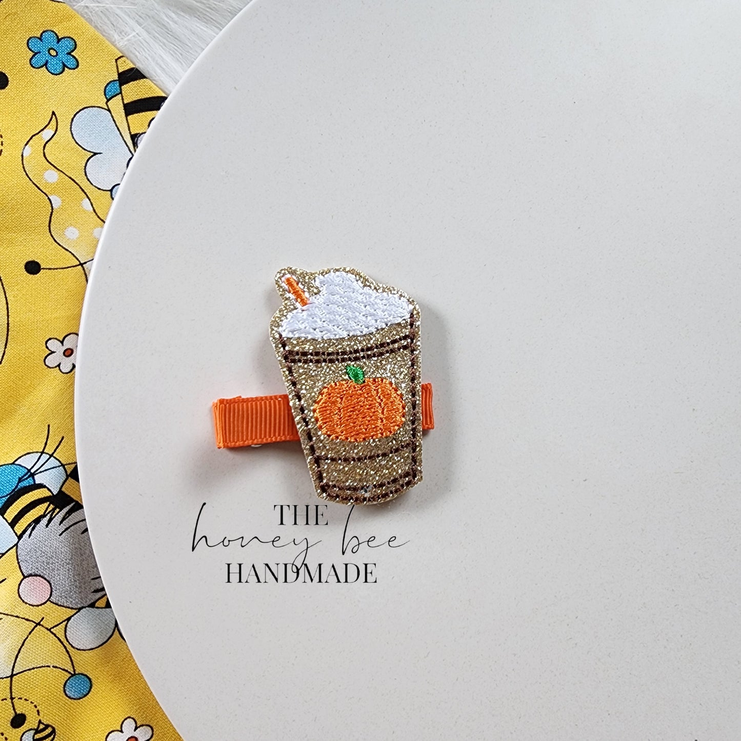 Glitter Pumpkin Spice Frapp Feltie Hair Clip