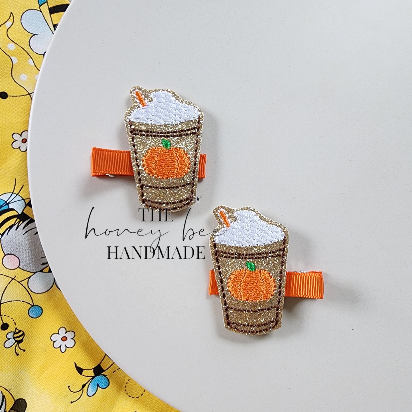 Glitter Pumpkin Spice Frapp Feltie Hair Clip