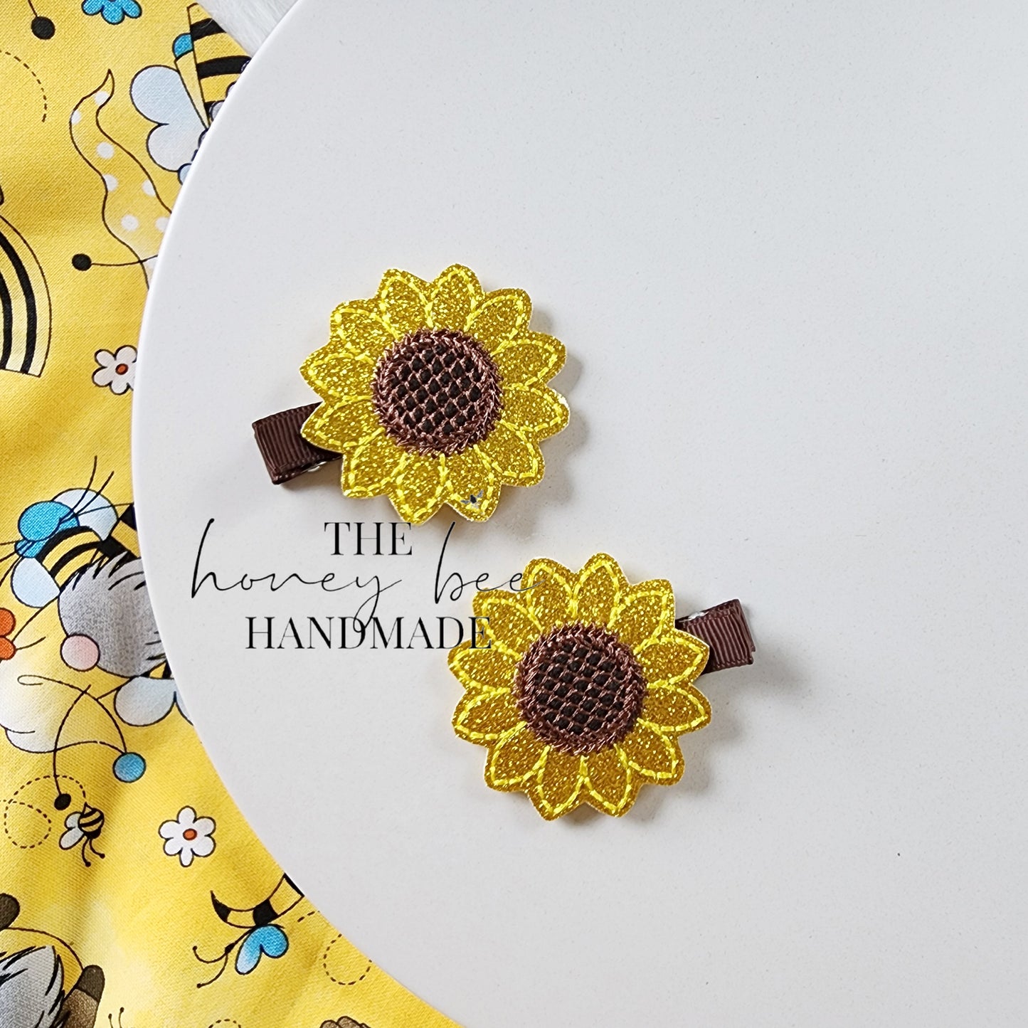 Glitter Sunflower Feltie Hair Clip