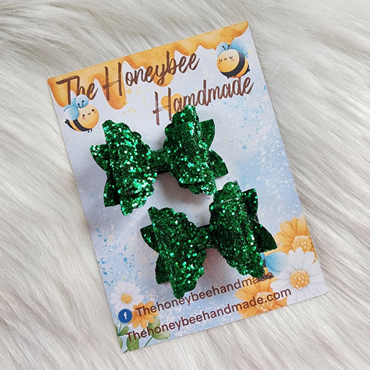 2.5in Emerald Green Glitter Piggy Set