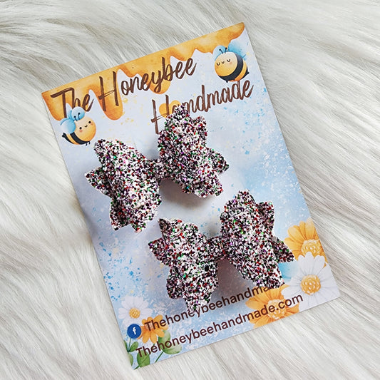 2.5in White Christmas Glitter Piggy Set