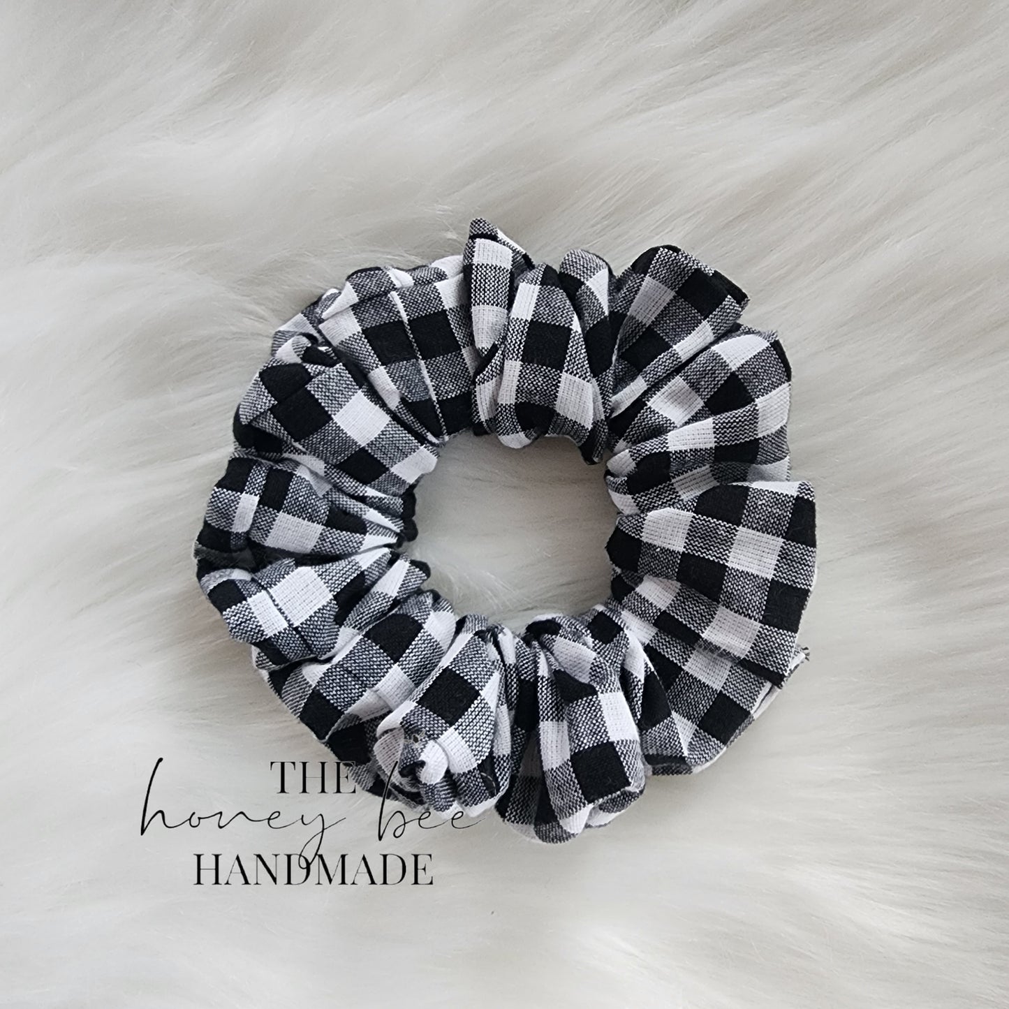 Black and White Plaid Scrunchie