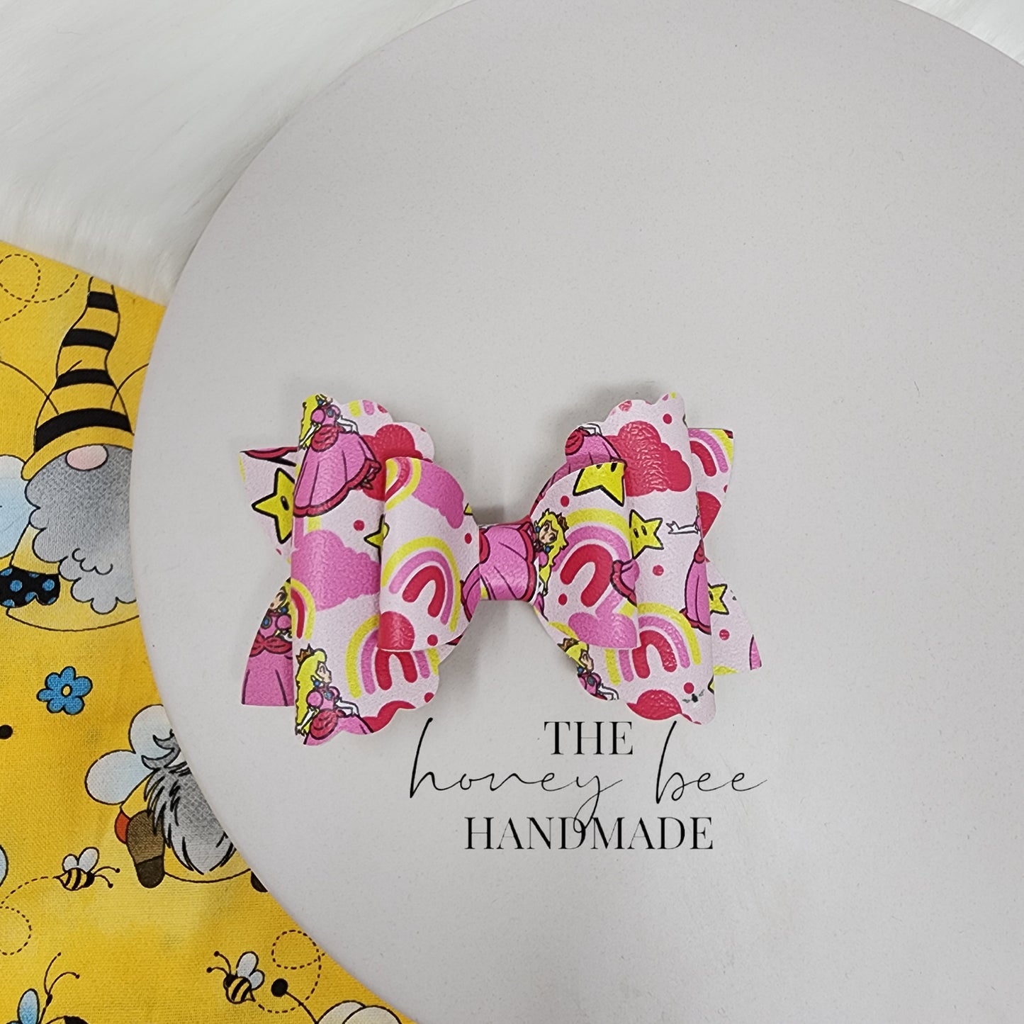 4in Peachy Princess Faux Leather Hairbow