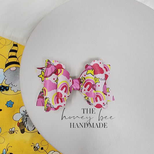 4in Peachy Princess Faux Leather Hairbow
