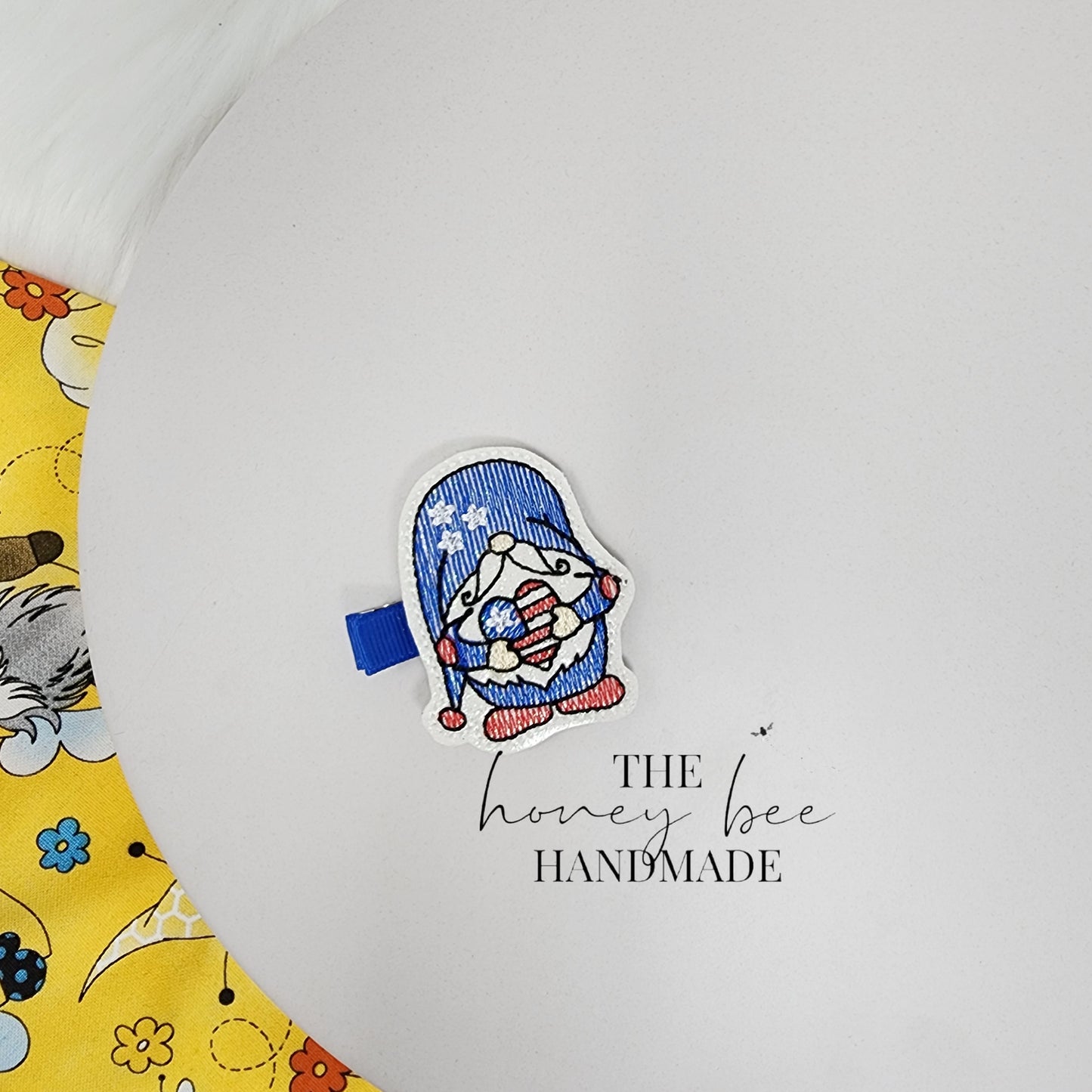 Glitter Patriotic Gnome Feltie Hair Clip