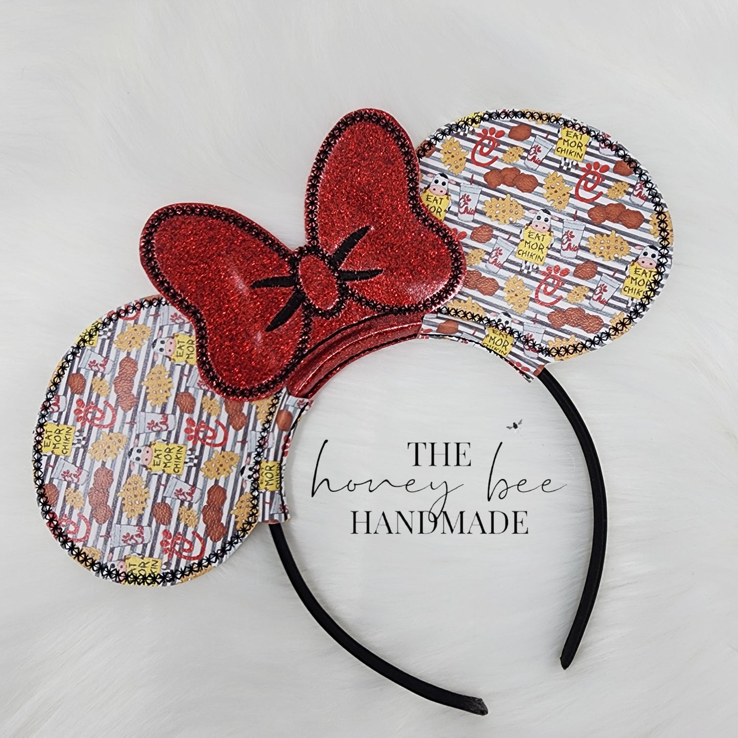 Eat More Chicken Mouse Ear Headband Slider