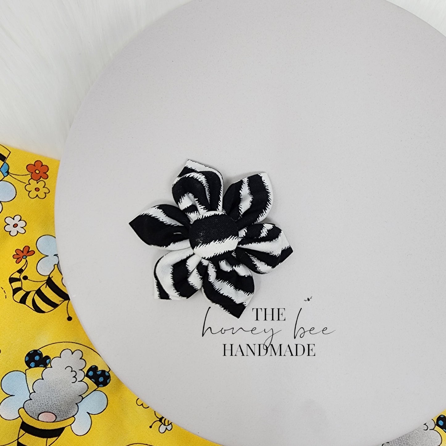 Zebra Print Flower Hair Clip