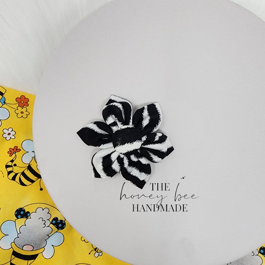 Zebra Print Flower Hair Clip