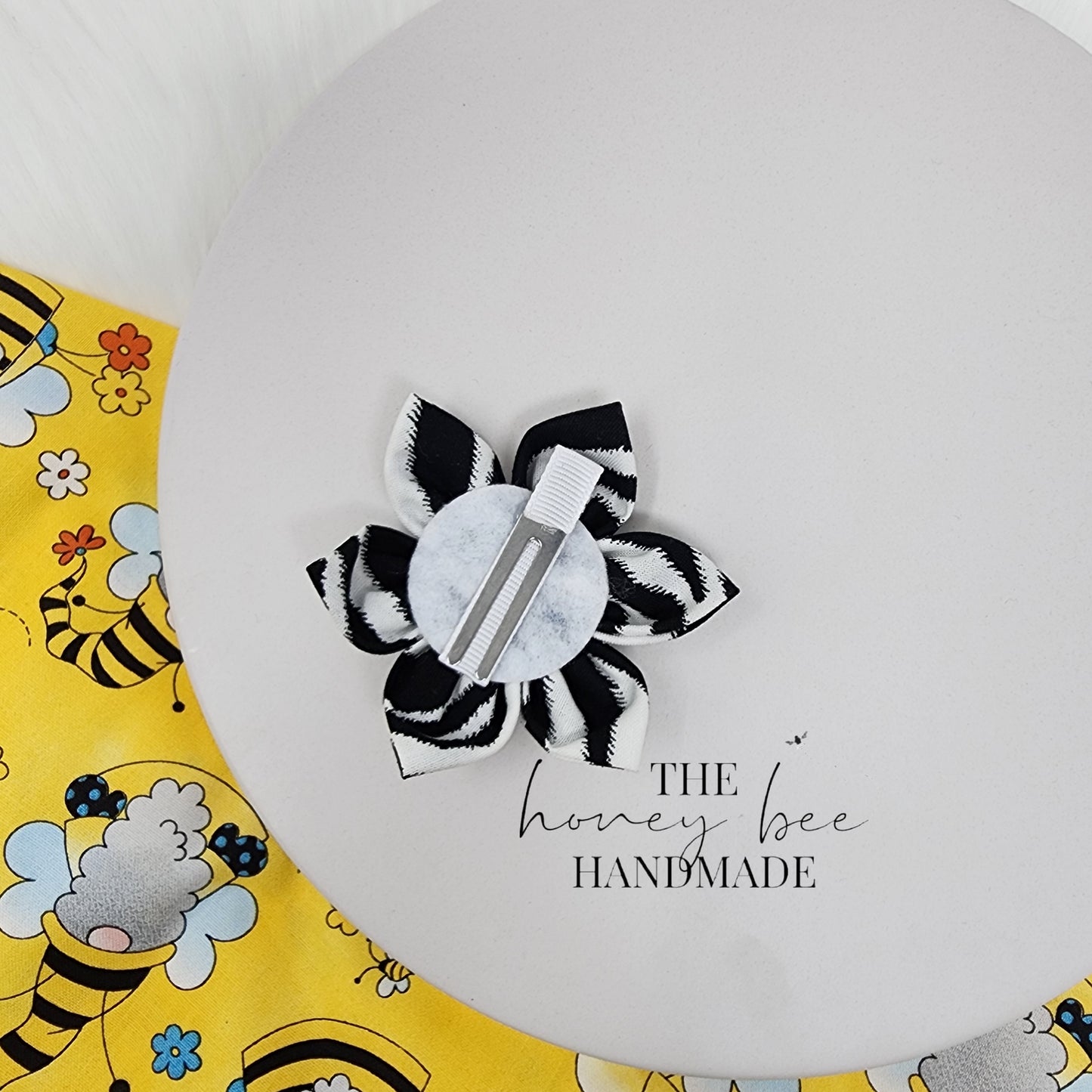 Zebra Print Flower Hair Clip