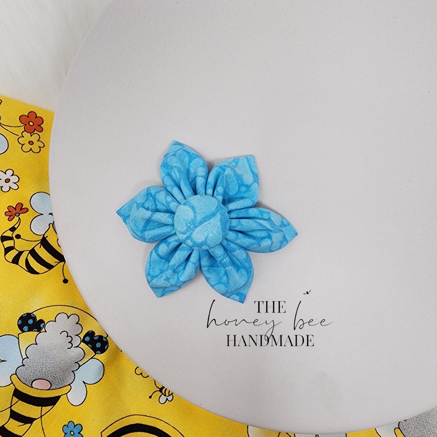 Turquoise Hearts Flower Hair Clip