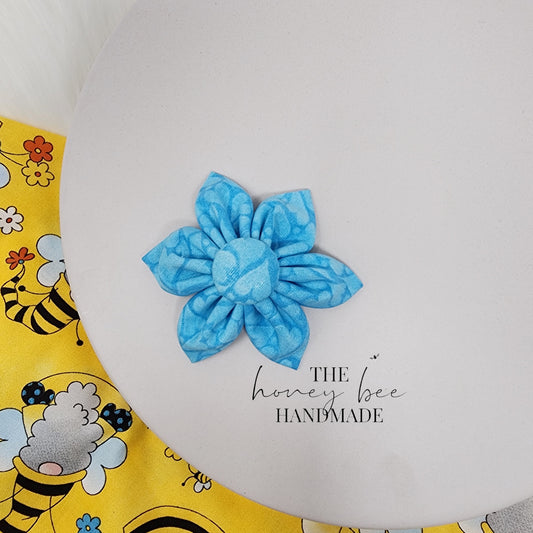 Turquoise Hearts Flower Hair Clip