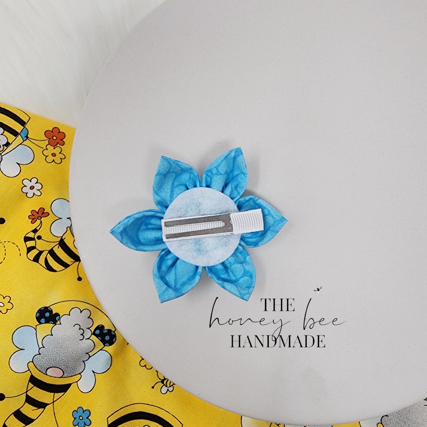 Turquoise Hearts Flower Hair Clip