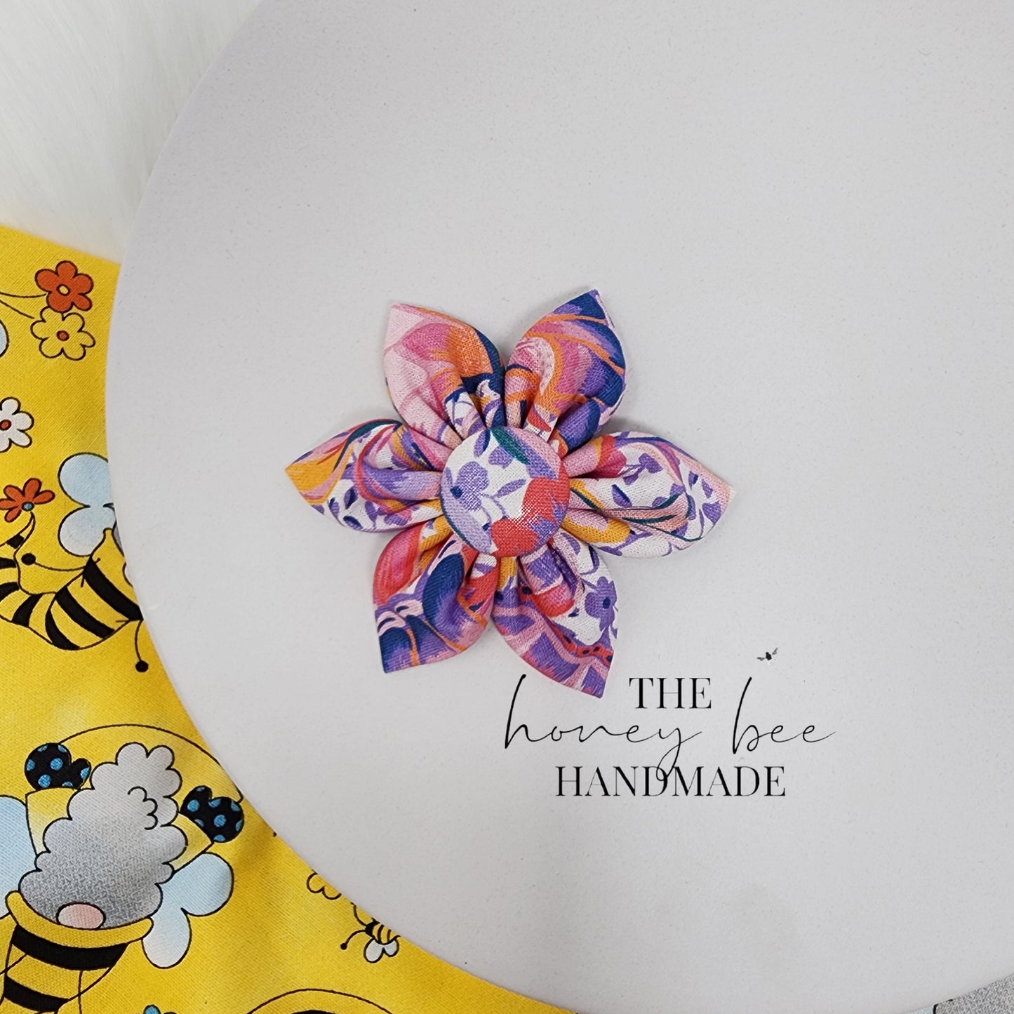 Purple Floral Fabric Flower Hair Clip