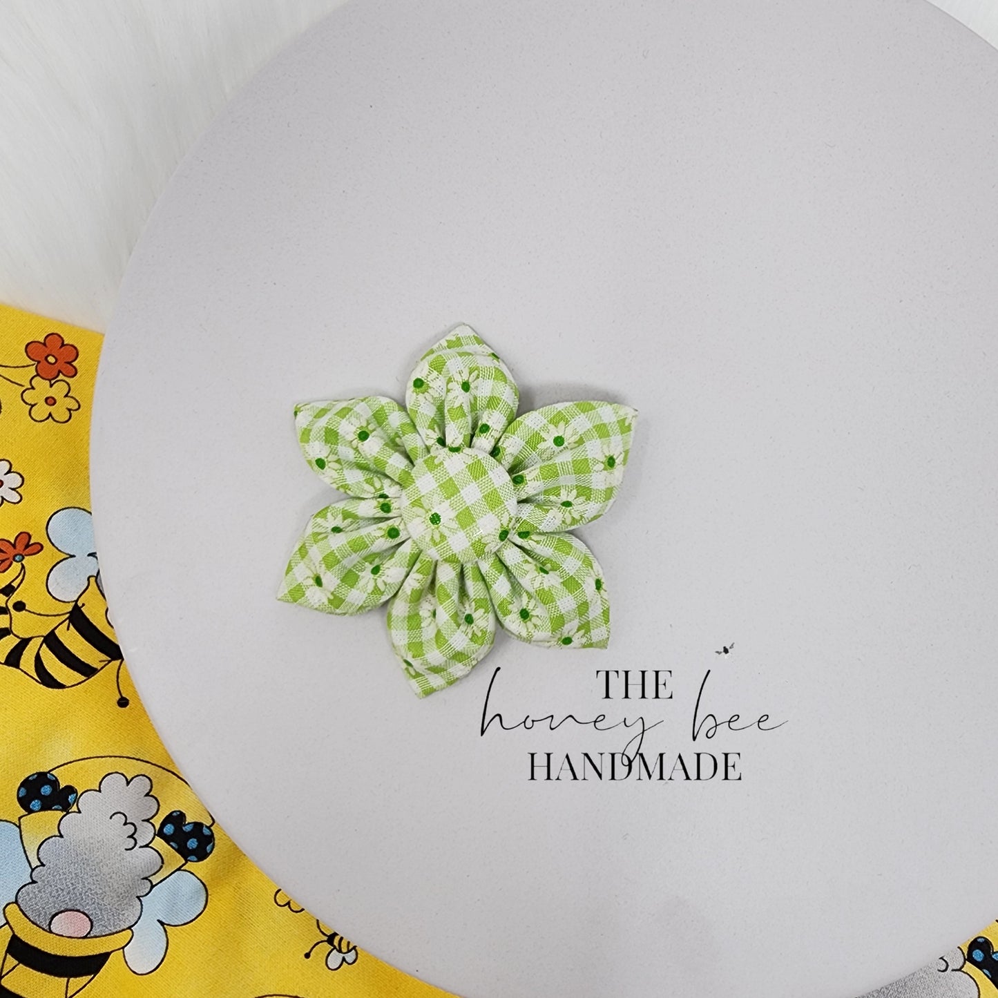 Lime Daisy Fabric Flower Hair Clip