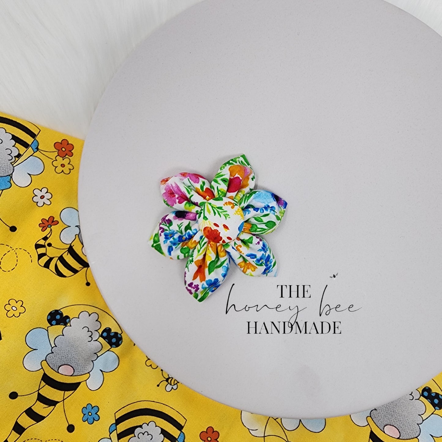 Bright Floral Fabric Flower Hair Clip