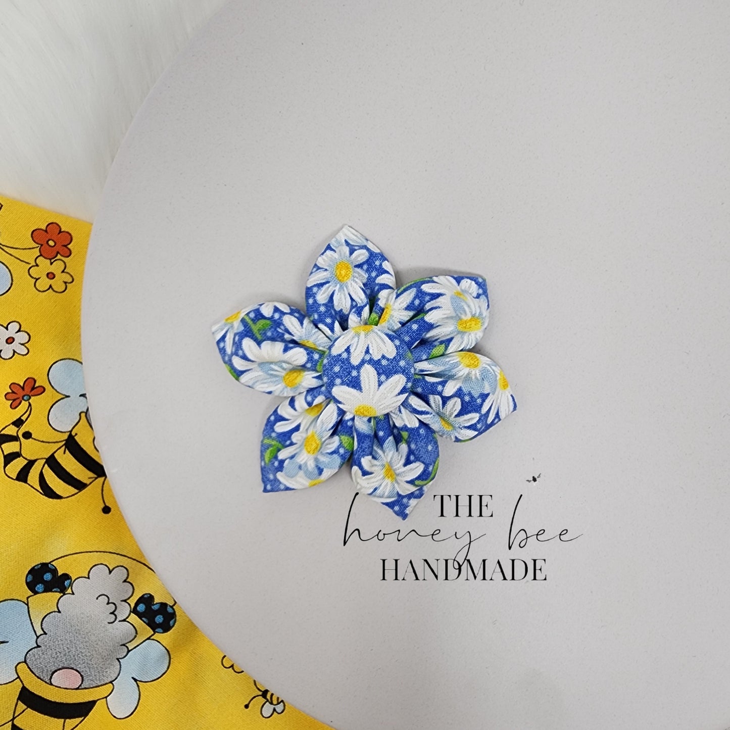 Blue Daisy Fabric Flower Hair Clip