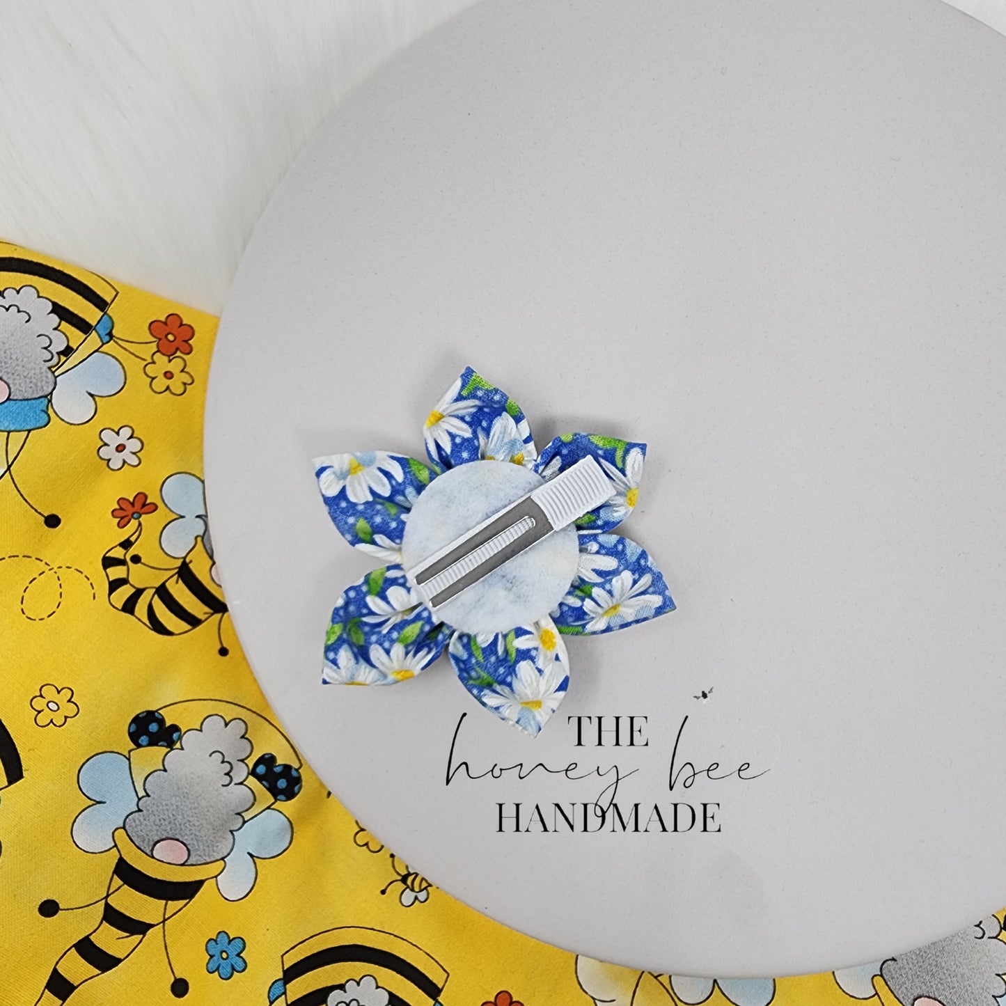 Blue Daisy Fabric Flower Hair Clip