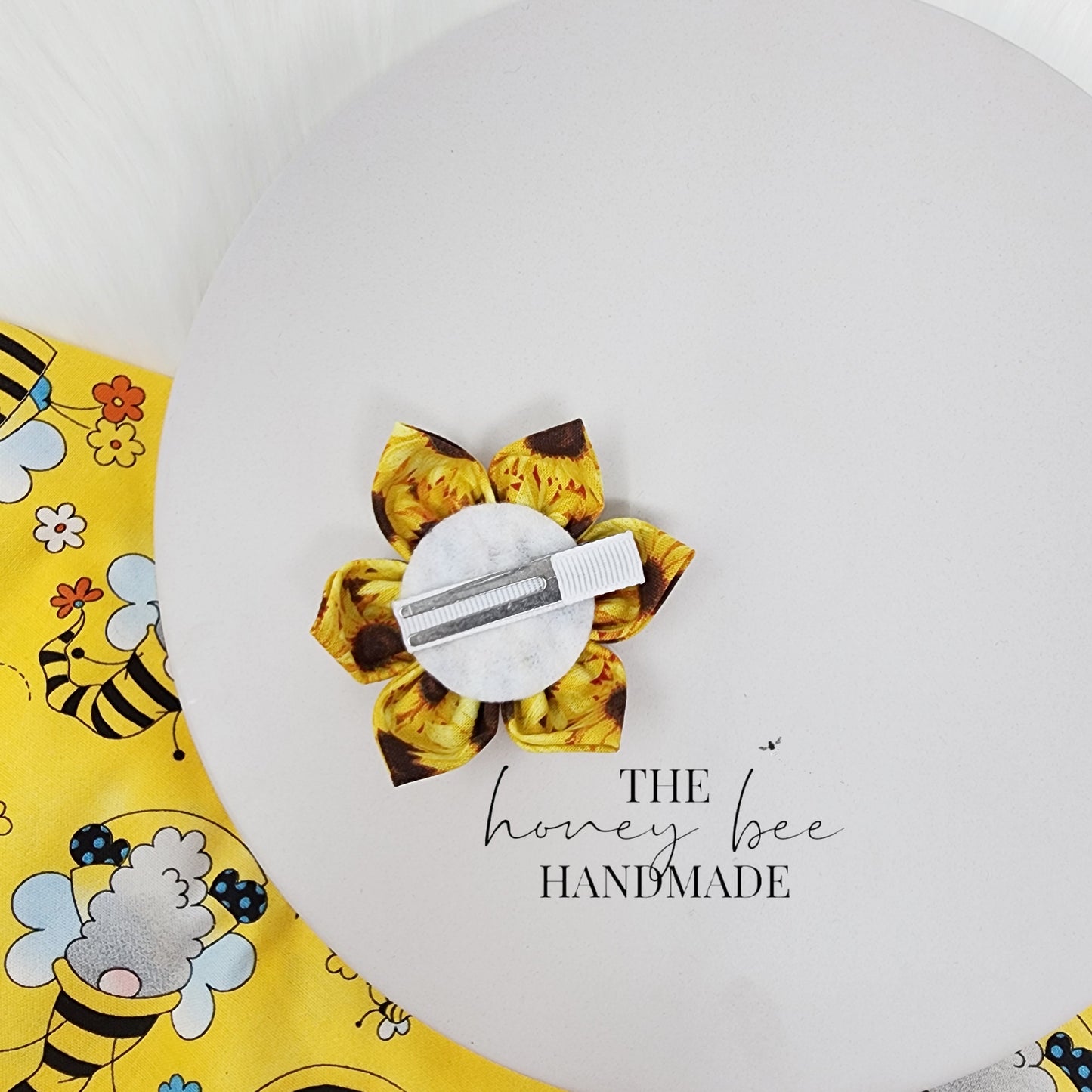 Sunflower Fabric Flower Hair Clip