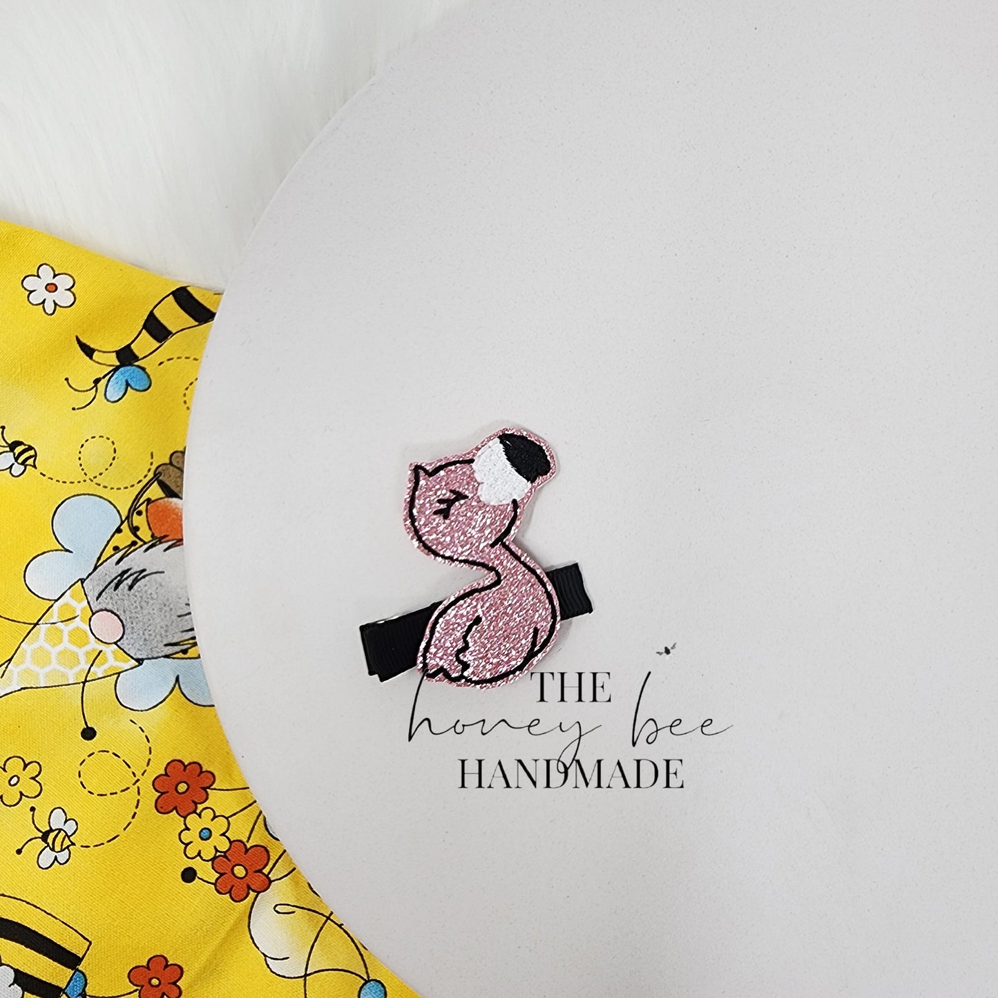 Glitter Flamingo Feltie Hair Clip