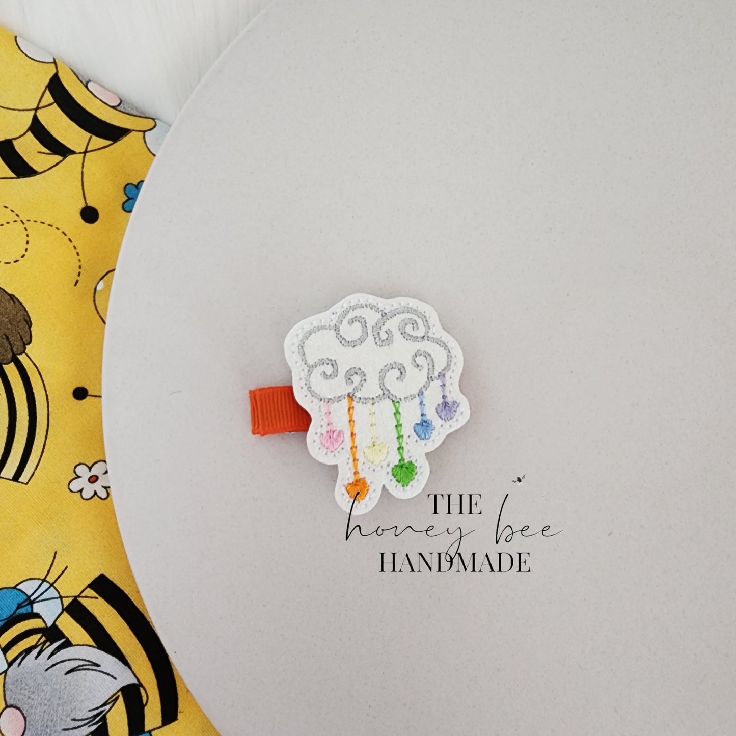 Glitter Rainbow Cloud Feltie Hair Clip