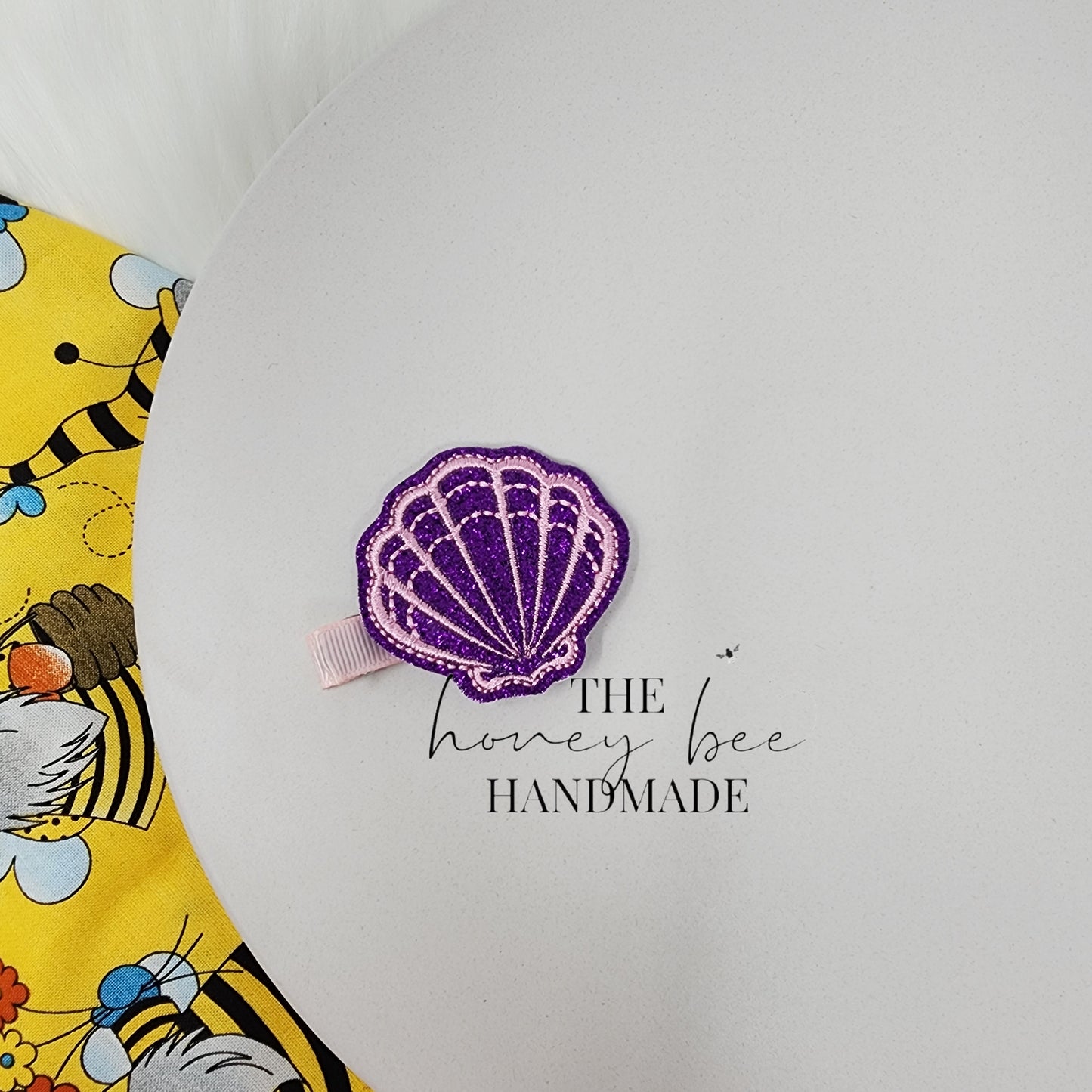 Glitter Purple Sea Shell Feltie Hair Clip