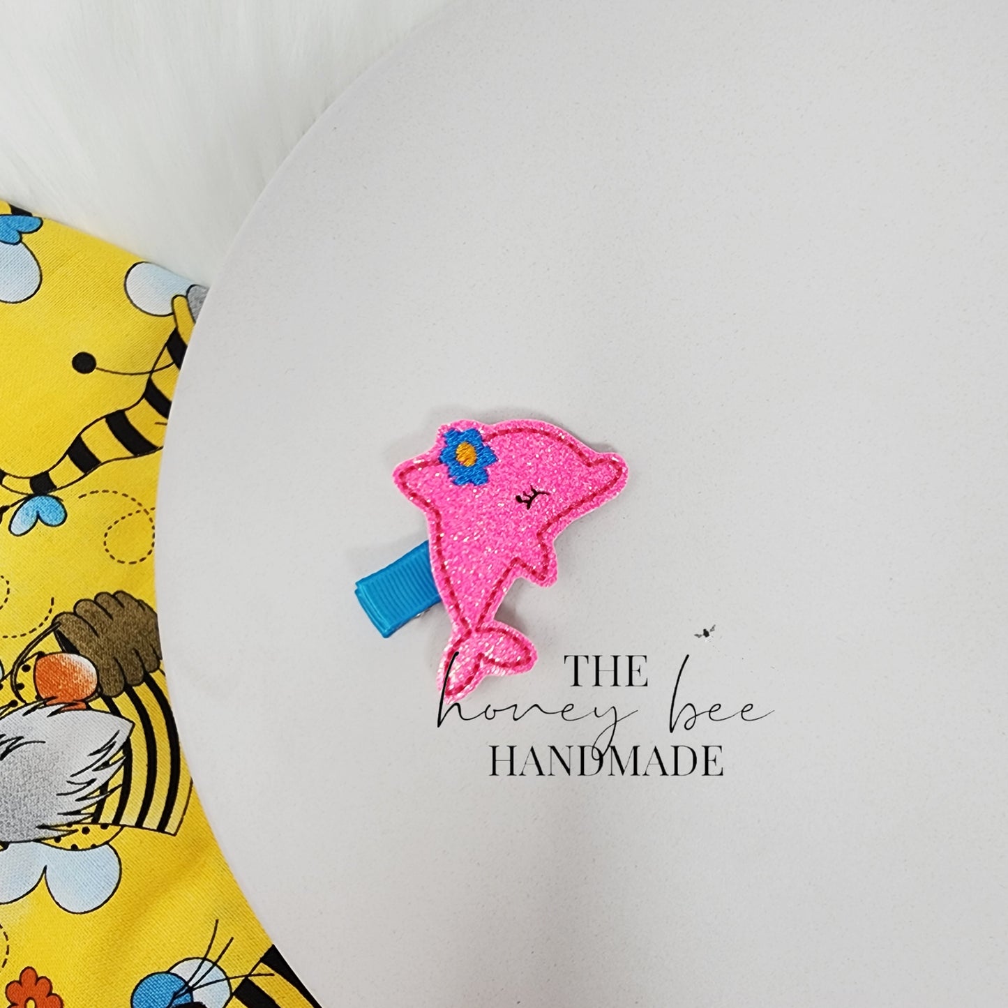 Glitter Pink Dolphin Feltie Hair Clip