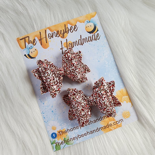 2.5in Red and White Glitter Piggy Set
