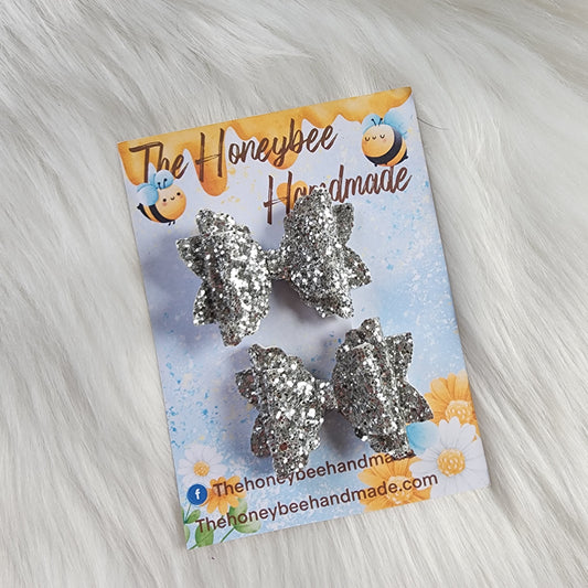 2.5in Silver Glitter Piggy Set