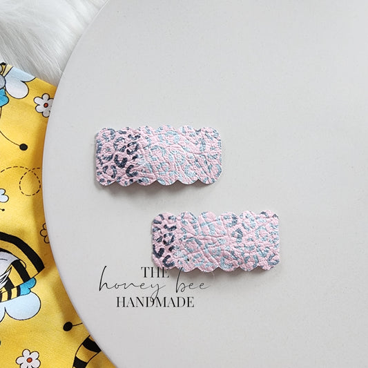 Pink Leopard 2 Snap Clip Set