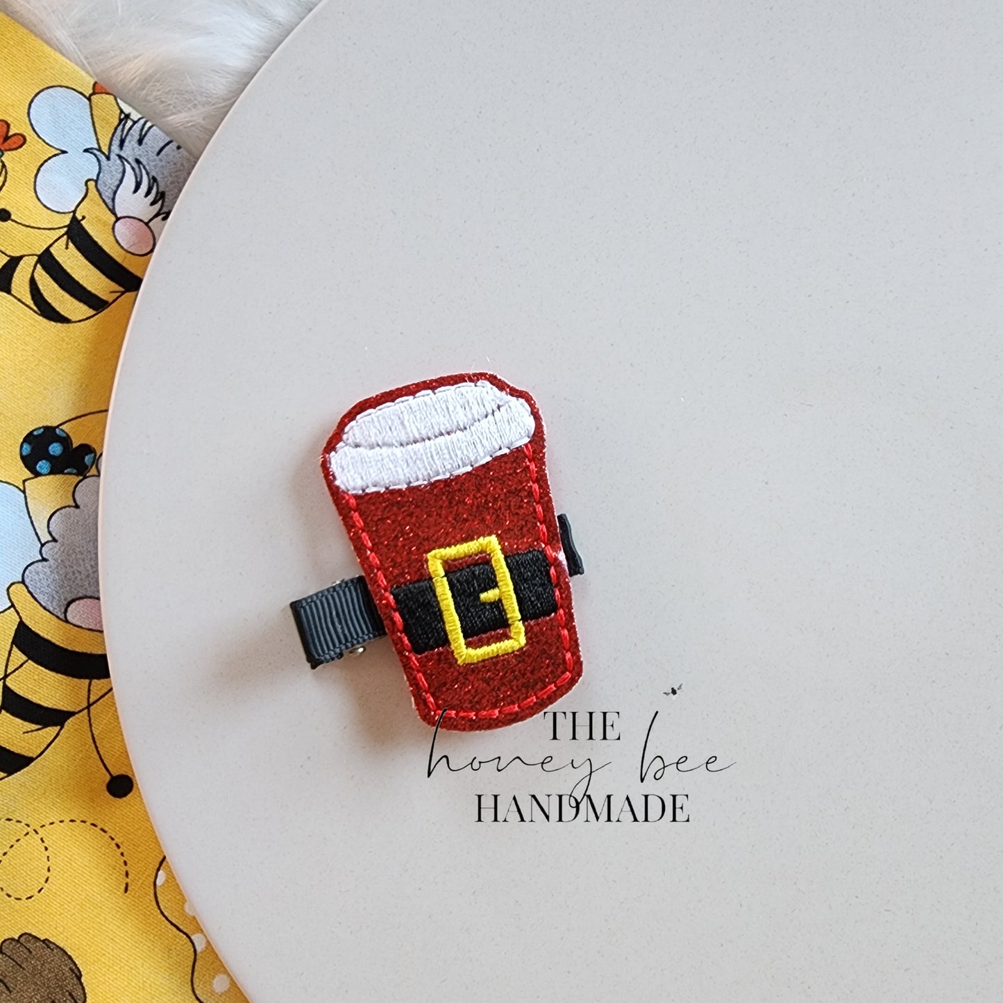 Santa Coffee Feltie Hair Clip