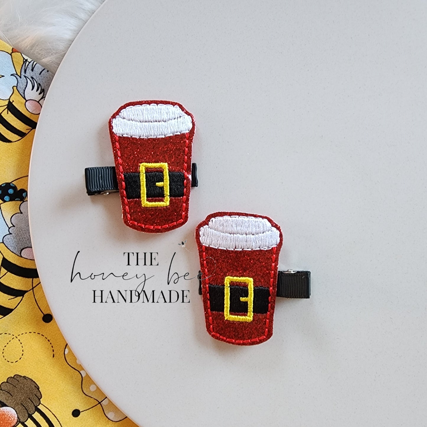 Santa Coffee Feltie Hair Clip