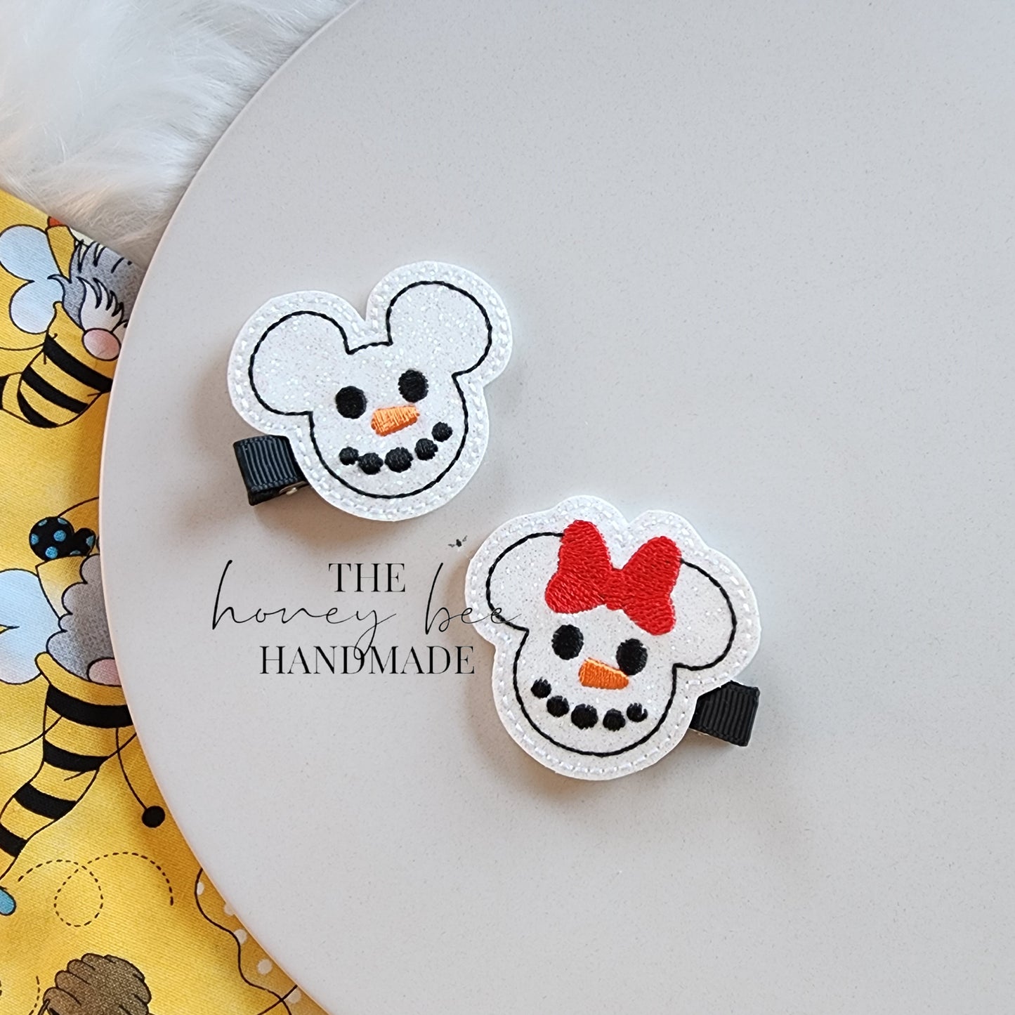 Snowman Mouse Feltie Hair Clip