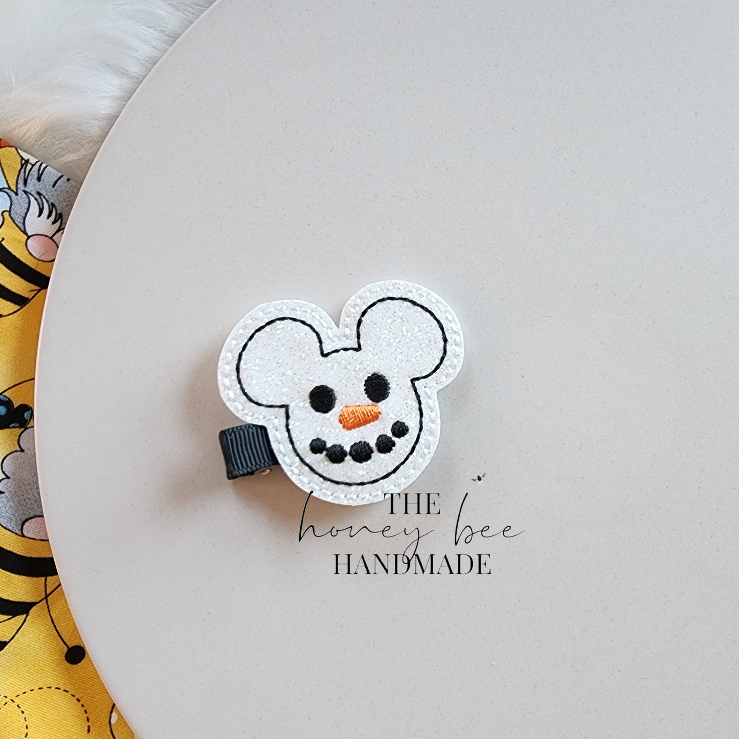 Snowman Mouse Feltie Hair Clip
