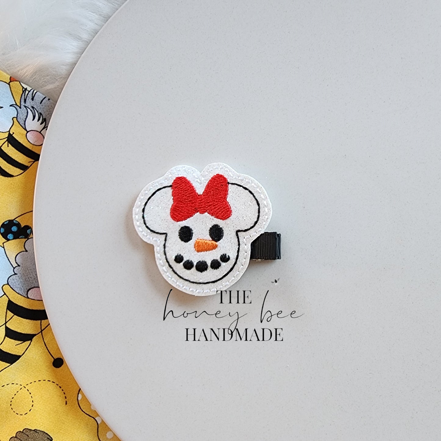 Snowman Mouse Feltie Hair Clip