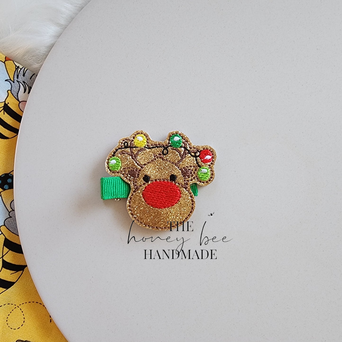 Reindeer with Lights Feltie Hair Clip