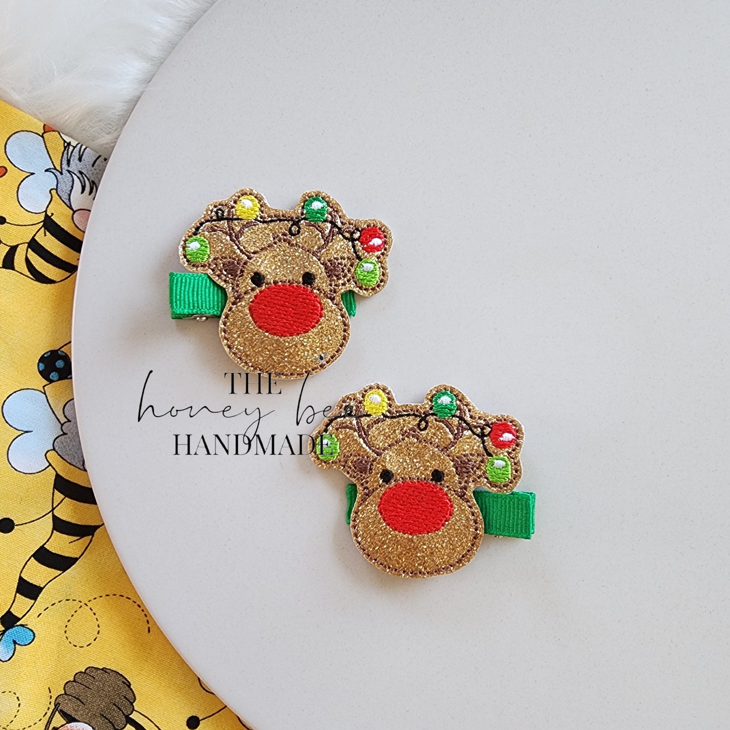 Reindeer with Lights Feltie Hair Clip