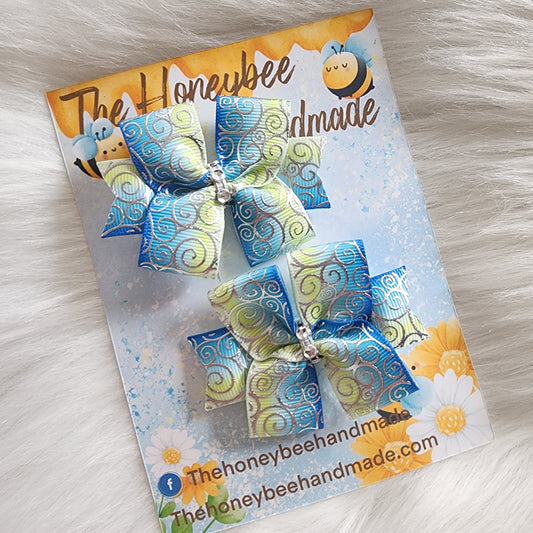 Yellow Blue Ombre Swirls Sweet 'n' Simple Piggy Set