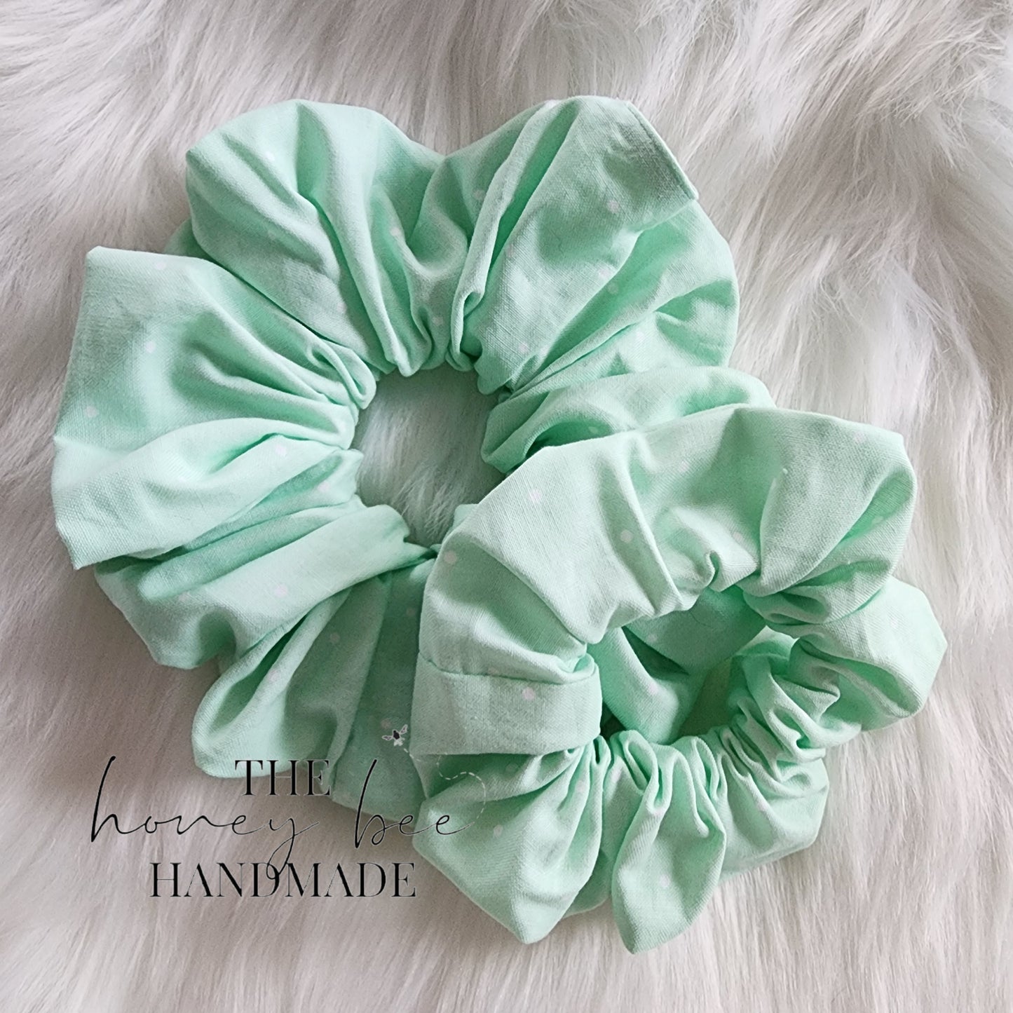 Mint Polka Dot Scrunchie