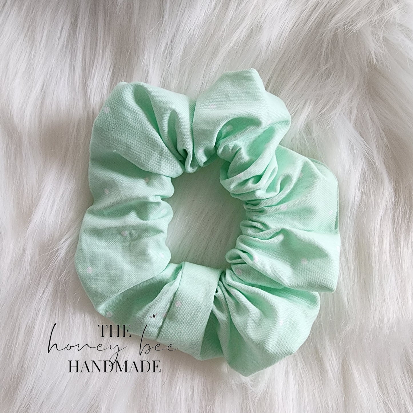 Mint Polka Dot Scrunchie