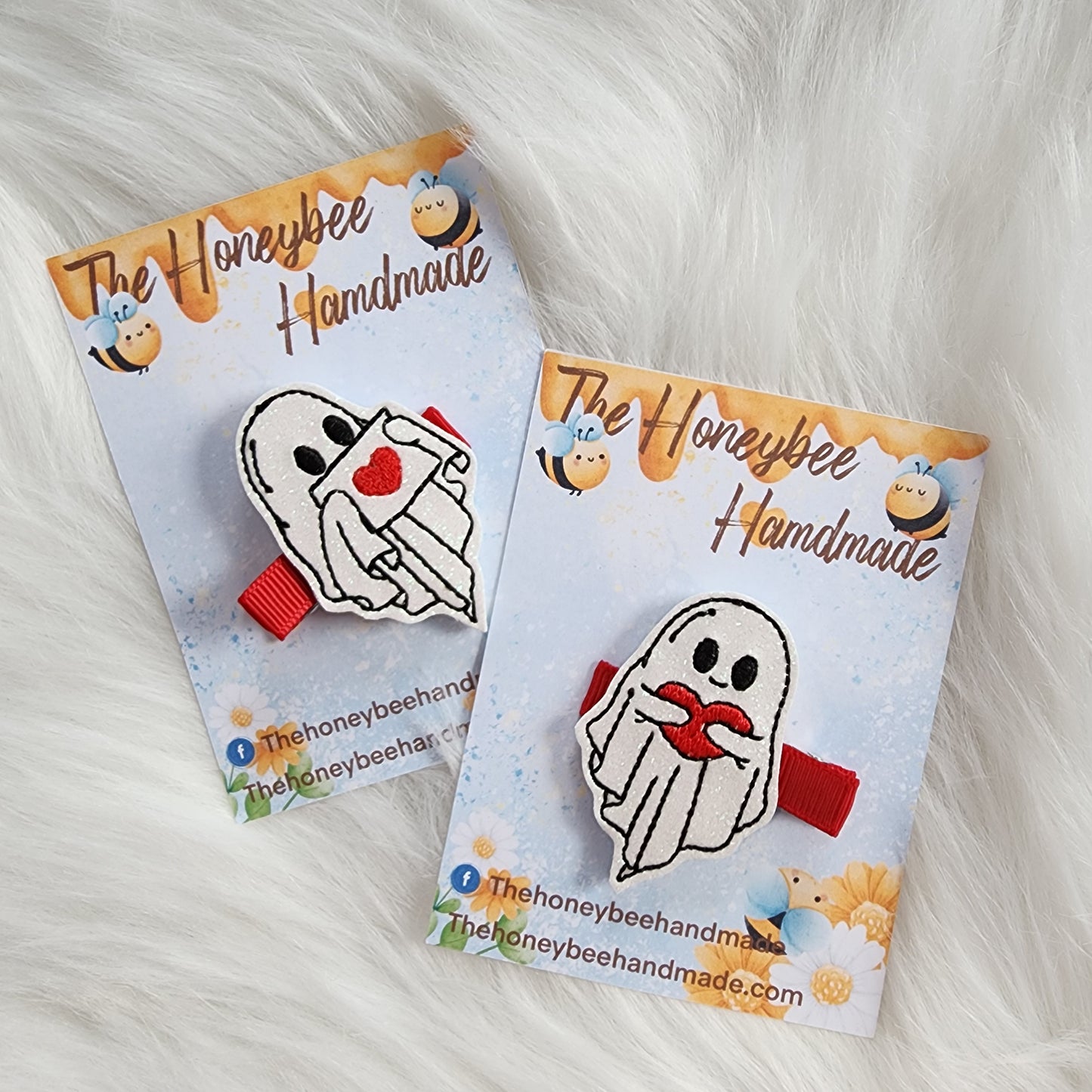 Valentine Ghost Feltie Hair Clip