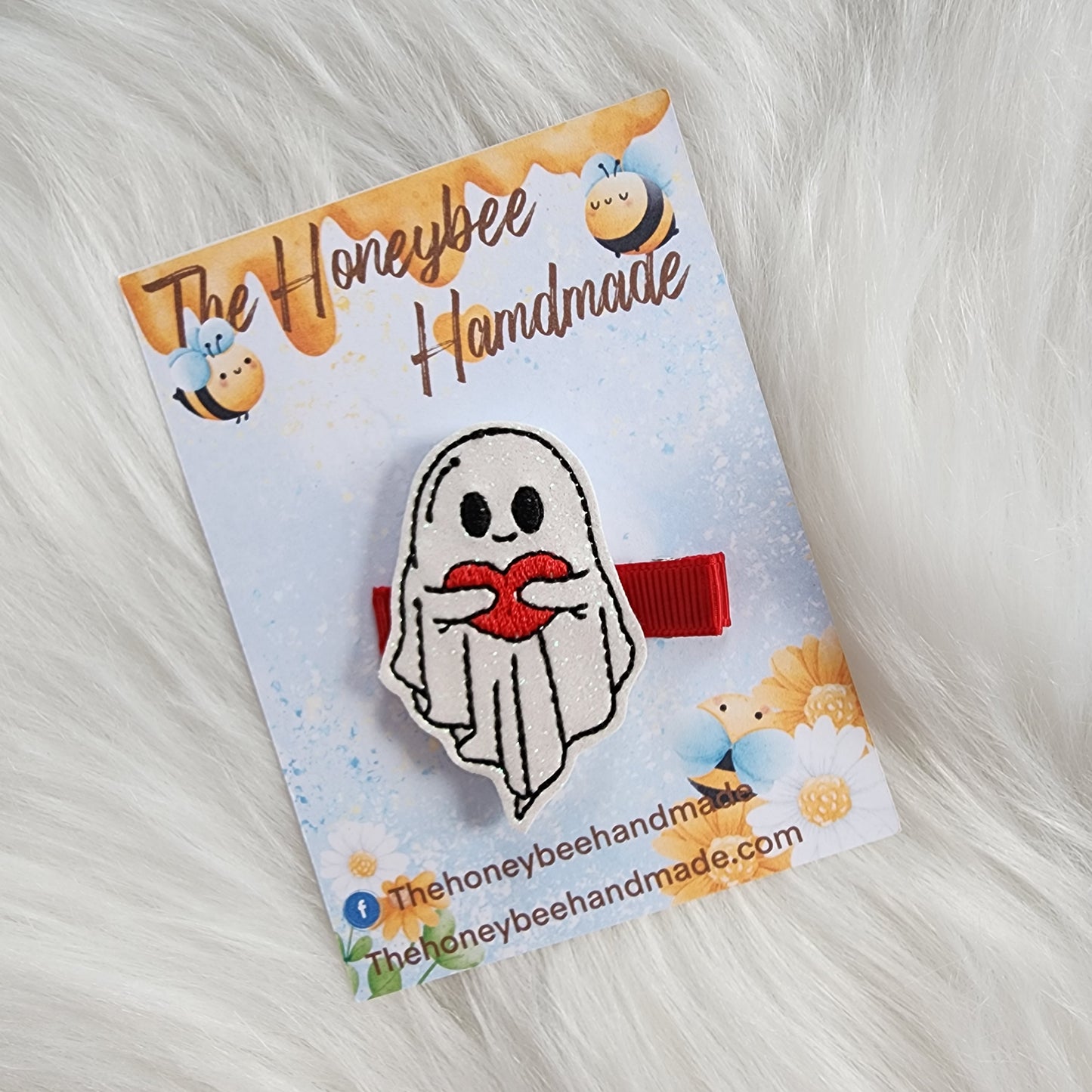 Valentine Ghost Feltie Hair Clip