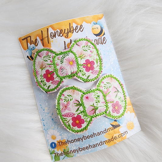 Pink Flowers Snap Clip Set