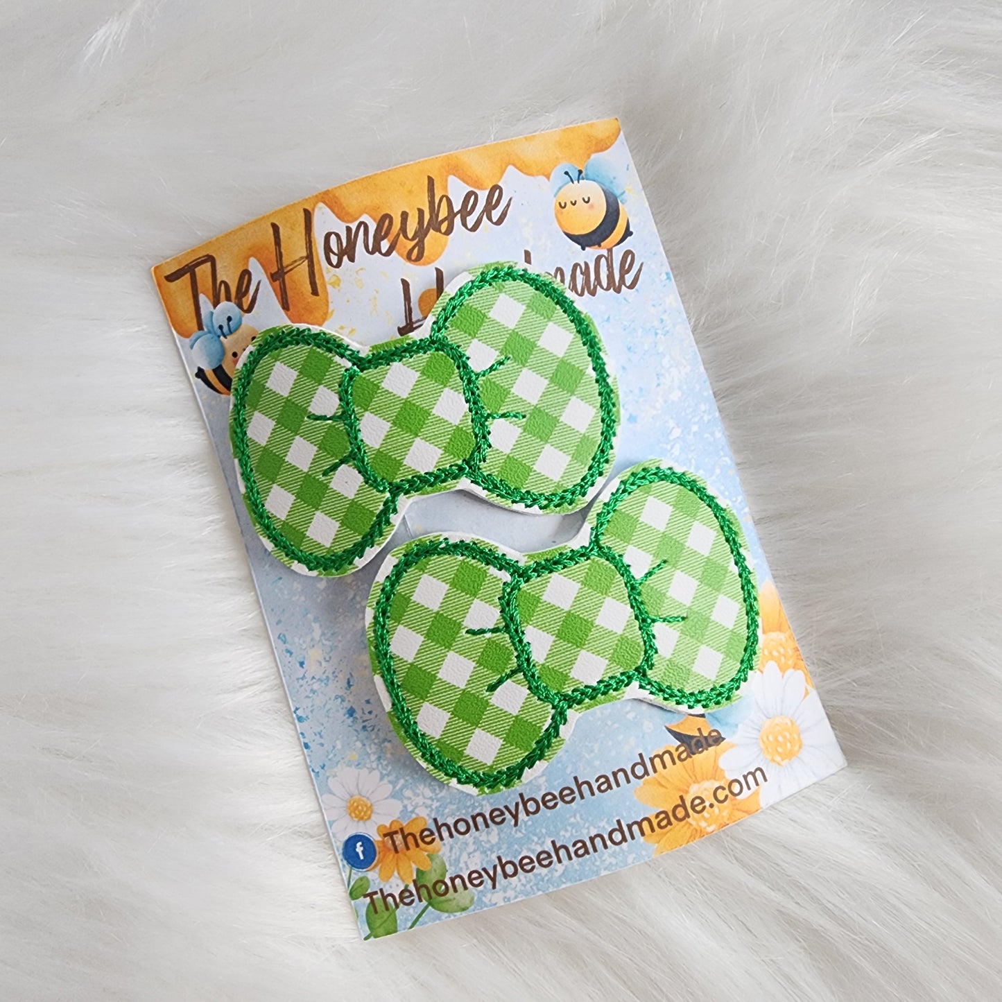 Green Gingham Snap Clip Set