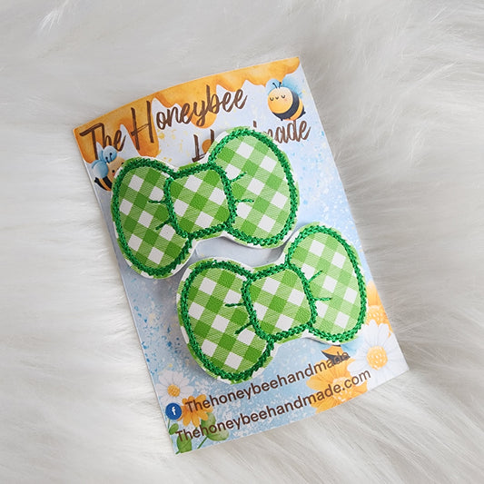 Green Gingham Snap Clip Set