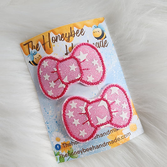 Pink Glow In The Dark Stars Snap Clip Set